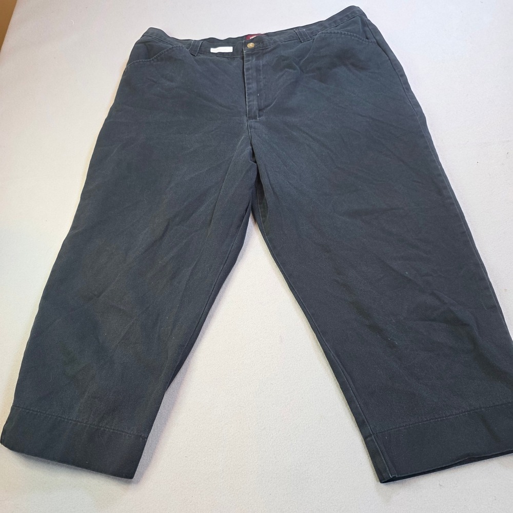 Riders Casuals Black Cropped Pants Womens 18W Cotton Twill Capris Faded Vintage